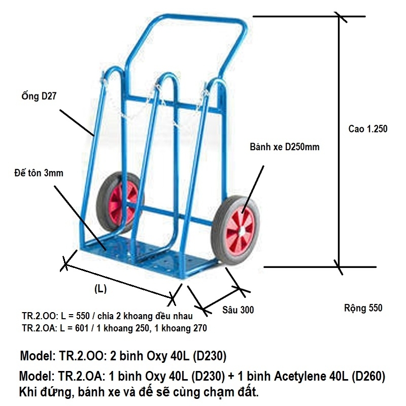 Xe đẩy bình khí Oxy - Acetylene